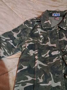Camo Distressed Denim Jacket