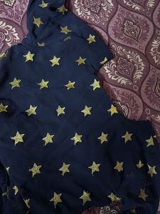 Navy Blue Star Print Kurta Set