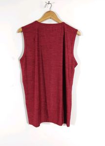 Maroon Plain Active Sleeveless T-shirt (Men)