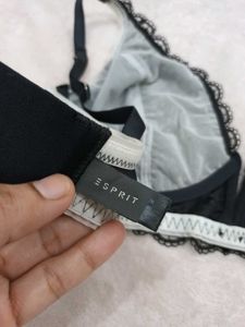 Lace Trimmed Black Bra 36C