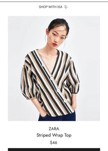 ZARA Striped Wrap Top with Buttons
