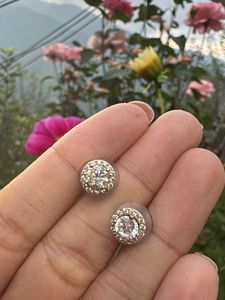 real 925 silver with zircon  Stud Earring