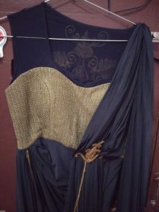 Elegant Black &amp; Gold Embroidered Ethnic Gown