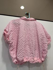 Cute Pink Textured Button-Up Shirt