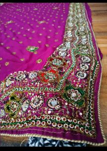 y2k purple handwork saree