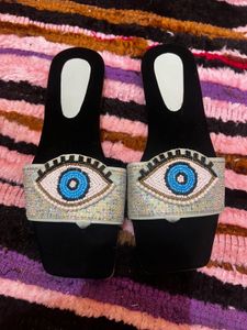 Evil Eye Embellished Slides