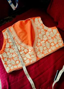 Embroidered Orange Ethnic Vest