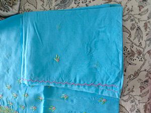 Blue Embroidered Dress Material
