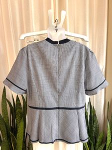 Imported Chic Grey Blouse with Bow Detail