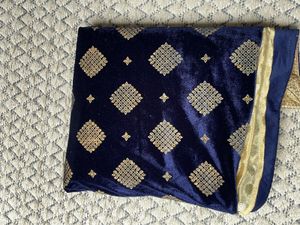 Elegant Navy Blue Velvet saree with Gold Embellish