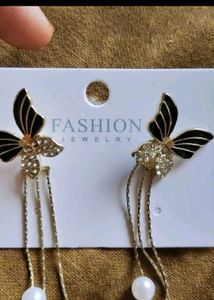 Butterfly Pearl Dangle Earrings