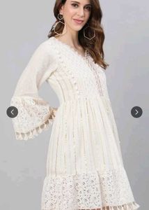 White Embroidered Tassel Tunic