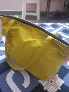 Yellow Tote Bag with Colorful Tassels