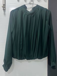 Elegant Pleated Long Sleeve Top