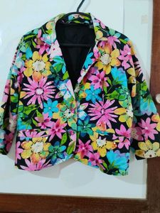 Vibrant Floral Print Blazer