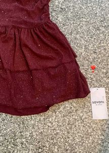Sparkly Burgundy Ruffled Mini Dress