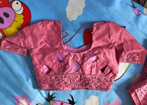 Embroidered Pink Lehenga with Can-Can &amp; Designer S