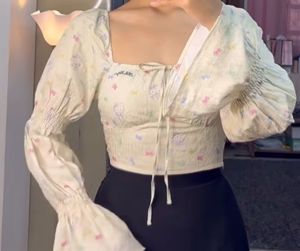 Cute Puff Sleeve Smocked Top