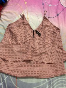 Western Crop Top With Box Pattern Design