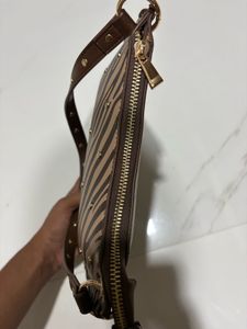 Westside Zebra Print Shoulder Bag with Studs