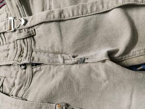 Women's Beige Denim Overalls