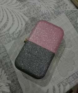 Sparkling Pink &amp; Grey Clutch Bag