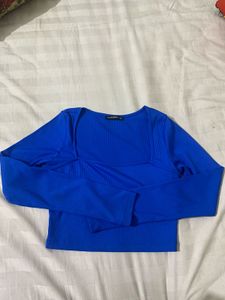 Navy blue ripped crop top