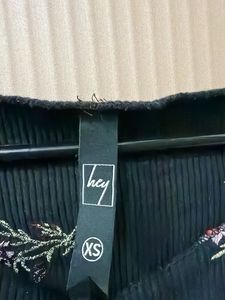 Black Embroidered Cropped Top
