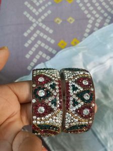 Combo Of Two Golden Bangles, One Bracelet And Kada