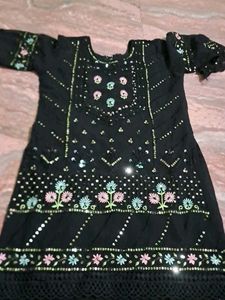 Embellished Black Kurta Set