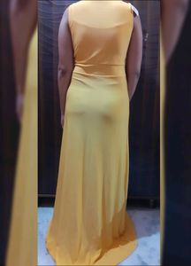 DESIGNER YELLOW FRONT SLIT DRESS (TOTALLY NEW)