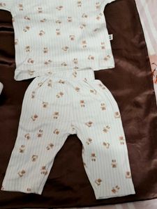 Cute Bear Print Baby Sleepsuit Set