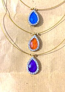 Set of 3 Pear Drop Pendants Necklace