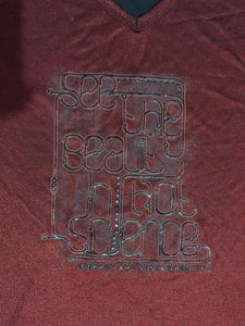 Maroon V-Neck Graphic T-Shirt