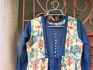 Branded Beautiful Navy Blue Kurta With Outer💙🧡💙