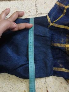 Elegant Navy Blue Blouse with Gold Accents