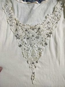 Boho Beaded Cream Top