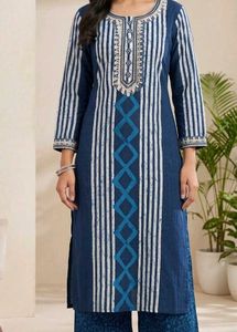 Blue Striped Kurta Set
