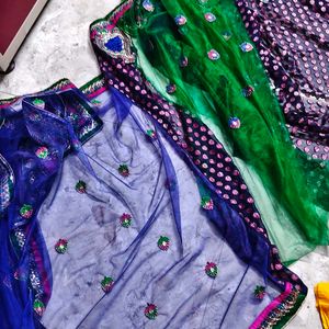 Elegant Navy Blue Saree with Pink Motifs