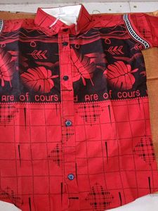Men's Red Printed Shirt and blue pant
