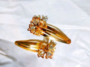 Golden Crystal Hairclips