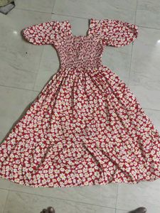 Red Floral Smocked Maxi Dress