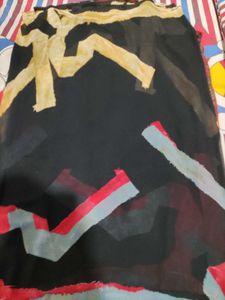Abstract Print Black Saree