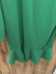 Green Hoodie Dress with Ruffle Hem
