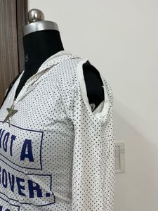 Graphic Print Hoodie with Denim Skirt Outfit