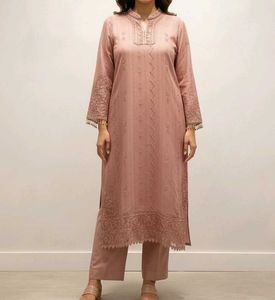 Elegant Mauve Embroidered Fabric