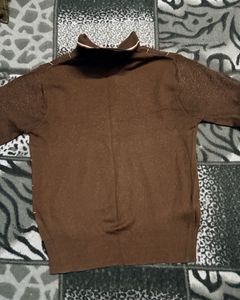 Brown Checked Polo Sweater
