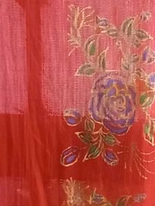 Elegant Red Saree with Floral Print