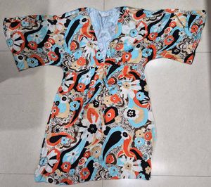 Retro Floral Print Kimono Dress