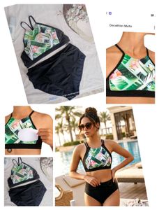 Stylish Tropical Print Bikini Set